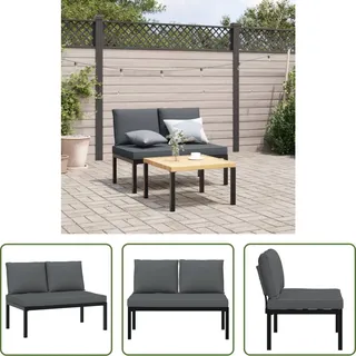 The Living Store Gartenbank mit Kissen Schwarz Aluminium - Schwarz