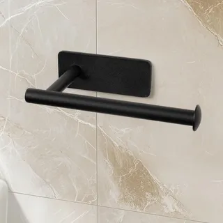 Klopapierhalter ohne Bohren Schwarz Matt - Handgefertigt Toilettenpapierhalter - WC Papier Halterung - 100% Hergestellt in der EU