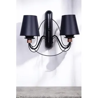 Stylish Black Wall Lamp, Metal Body & Fabric Cap, 35 cm Height | 2 x 3.15W LED, 4500K, Battery Operated, IP20 | Modern Design for Home & Office