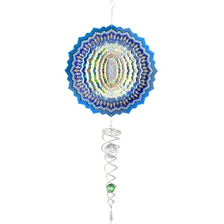 Navaris Windspiel mit Spiralschwanz Set für Draußen - Ø30cm Garten Windspiel hängend - Windrad aus Metall - Windspinner Gartendeko aus Edelstahl - Verschiedene Designs