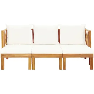 vidaXL 3-Sitzer-Gartenbank mit Kissen 179 cm Massivholz Akazie - Creme