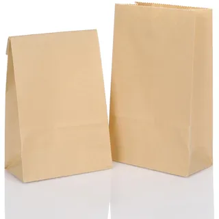 CraftWerk Kraftpapiertüten Geschenktüten klein 100 St. - Ideal als Tüte zum selber befüllen für Kindergeburtstag und DIY Adventskalender 2025 - 16 x 9 x 5 cm