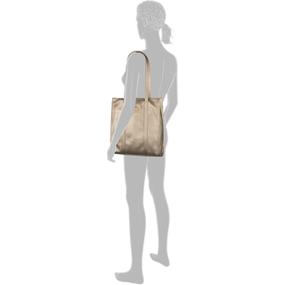 Shopper GABOR "Elfie", Damen, Gr. B/H/T: 30cm x 33cm x 9,5cm, rosa (metallic rose), Polyurethan, clean, gepflegt, unifarben, Taschen Shopper, aus fein genarbtem, glattem Kunstleder und mit einem Logo Rubber Patch