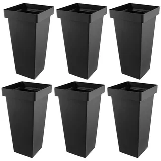 HEIYUET 6 Stück Blumeneimer Eckig, 34cm Höhe Blumenkübel Eckig Kunststoff, Quadratisch Pflanzkübel Blumeneimer Schwarz für Schnittblumen Tafelaufsätze Hochzeitsdekorationen