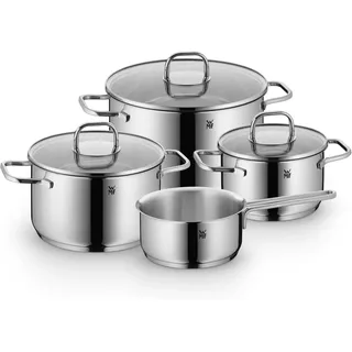 WMF Topf-Set "Inspiration Induktion, Kochtopf Set mit Glasdeckel" Set, 3x Fleischtöpfe Ø 16/20/24 cm, 1x Stieltopf Ø 16 cm, 7 Stk. tlg. Cromargan Edelstahl Rostfrei 18/10, edelstahlfarben