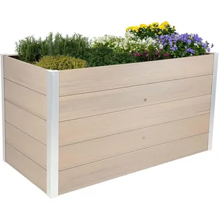 dobar® XXL WPC-Hochbeet für den Garten als Bausatz - Erhöhtes Beet in Holzoptik ideal für Chili und Gemüse - 146 x 70 x 75 cm - Silbergrau, Grau