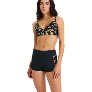 Bikini-Hose ROXY "Roxy Active Shorty", Damen, Gr. XS, US-Größen, anthrazit big flowers, Obermaterial: 75% Nylon, 25% Elasthan;, Badehosen Bikini-Hose