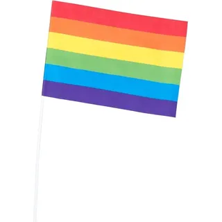 6 Papierfahnen Regenbogen 20 x 14cm - Bunt