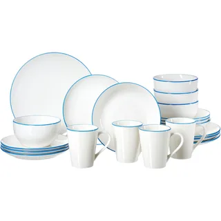Kombiservice RITZENHOFF & BREKER "Adela", blau, 20 Stk., Porzellan, Geschirr-Sets, Kombiservice, aus Porzellan für 4 Personen, Topseller