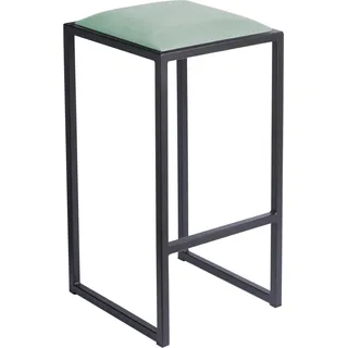 FERRO Barhocker 64 cm Blaugrün – Moderner Metall Barstuhl ohne Lehne im Loft-Stil mit Gepolstertem Sitz