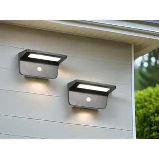 2er SET Solar Außen-Wandleuchte mit Bewegungsmelder auch per USB aufladbar