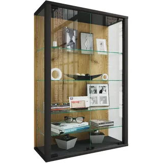 Wandregal VCM "Wandvitrine Hängevitrine Glasvitrine Glas Udina L", braun (schwarz, honig, eiche), B:60cm T:25cm, Regale, Wandregal