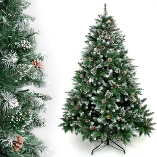 Yorbay Künstlicher Weihnachtsbaum mit Schnee Grün 150 cm
