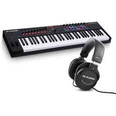 M-Audio Oxygen Pro 61 und HDH40 – 61-Tasten USB MIDI Keyboard Controller mit Beat Pads und Over-Ear Studiokopfhörer
