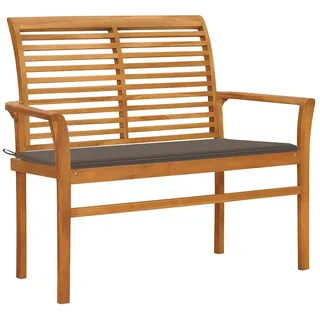 vidaXL Gartenbank mit Taupe Auflage 112 cm Massivholz Teak - Taupe
