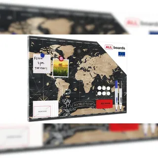 ALLboards Magnettafel 60,0 x 40,0 cm Weltkarte