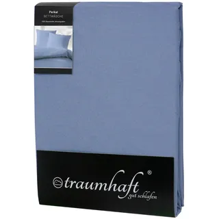 Traumhaft gut schlafen Perkal-Bettwäsche 2-teilig, Uni-Farben, in versch. Farben und Größen - Jeans/80 x 80 cm, 240 x 220 cm