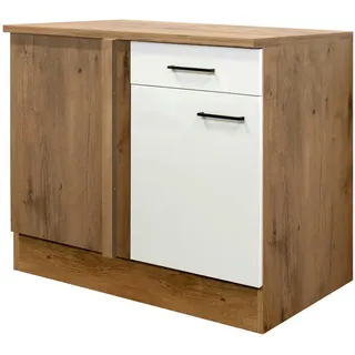 FlexWell Eckunterschrank , Eichefarben, Magnolie , Metall , 1 Fächer , 1 Schublade(n) Schubladen , 110x85x57 cm , Made in Germany , individuell planbar , Küchen, Küchenmöbel, Küchenschränke, Küchenunterschränke