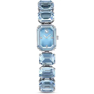 Swarovski Uhr, Blaue Damenuhr mit Edelstahlarmband und Strahlenden Swarovski Kristallen
