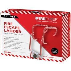 Firechief FEL430 Feuerwehrleiter für den Heimgebrauch, kompakte leichte Leiter für Notsituationen, 2-stöckige, faltbare Fluchtleiter mit extra breiten Trittflächen