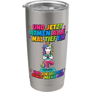 Genervtes Einhorn Meme Spruch für Morgenmuffel Doppelwandiger Edelstahl-Thermobecher