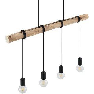Lindby Pendelleuchte Ferris (Retro, Vintage Antik) aus Metall (4 flammig E27) - Holz Hängeleuchte Esstischlampe Hängelampe Wohnzimmerleuchte