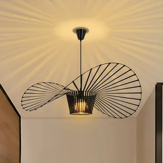 ZMH Pendelleuchte Esstisch Hängelampe Wohnzimmer 80CM E27 Esstischlampe Höhenverstellbar Hängeleuchte für Esszimmer Schwarz ohne Leuchtmittel - Schwarz