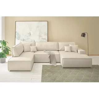 OTTO home »FINNLEY U-Form XXL 329 cm - OTTO. Verlässliche Qualität.« Schlafsofa, Bettkasten, in Bouclé, Struktur fein und Mega Cord,
