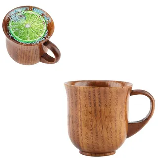 Beufee Holzbecher, 3,54 Zoll Höhe, handgefertigte Holzbecher, 175 ml, Holz-Teebecher, tragbarer Trinkbecher Teetasse trinken Kaffeebecher zum Trinken von Tee, Kaffee