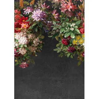 Rasch Tapete 361025 - Fototapete auf Vlies mit Blumen und Blättern in Schwarz, Creme, Rot und Grün aus der Kollektion Magicwalls - 3,00 m x 2,12 m (LxB)