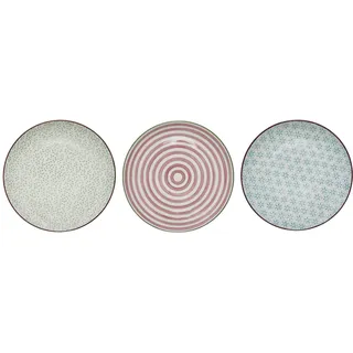 Bloomingville Frühstücksteller Patrizia 20 cm blau/grün/rosa 3er Set