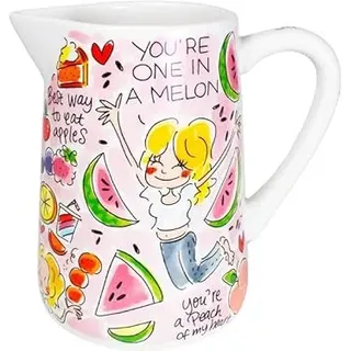 Blond Amsterdam Karaffe Rosa Früchte, 1L | Keramik, Sommerliches Design, Für Wasser & Saft, Mikrowellengeeignet, Handwäsche empfohlen