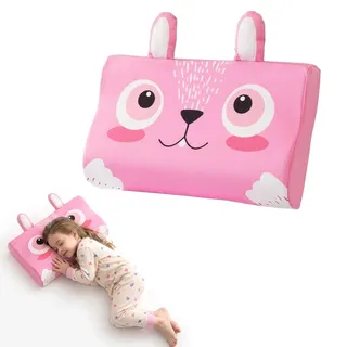 champracer Schlummerkids Kissen, Calmly Kinderkissen, Kinderkopfkissen, Atmungsaktives Ergonomisches Kissen für Jungen und Mädchen mit Niedlichen Tierdesigns (Kaninchen,45 * 27 * 6 cm)