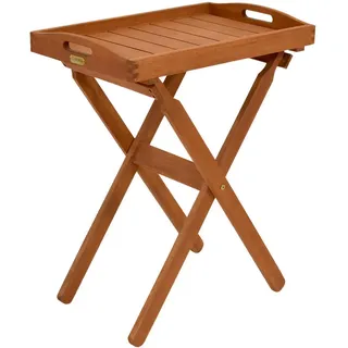 Gardenson Gartenbeistelltisch , Braun , Holz , Eukalyptusholz , Hartholz , rechteckig , X-Form , 39x60x75 cm , FSC Mix , klappbar, abnehmbares Tablett, einfacher Aufbau , Gartenmöbel, Gartentische, Garten-Beistelltische