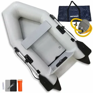 NEMAXX® Schlauchboot 230 cm 2 Personen 300 kg motorisierbar – Angelboot - Hellgrau