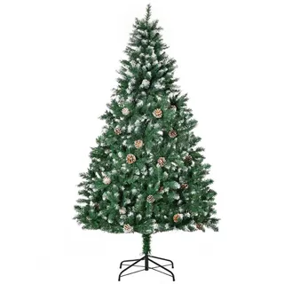 Homcom Künstlicher Weihnachtsbaum 180 cm Kieferbaum künstlich mit 59 Zapfen, Schnee , Grün , Kunststoff , 180 cm , Dekoration, Weihnachtsdekoration, Christbäume & Zubehör