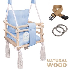 Holz Babyschaukel Indoor - Kinderschaukel - Baby Schaukel 3in1 mit Kissen und Sicherheitsgurt - Komfortable und Robuste