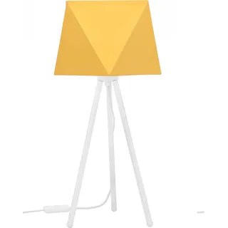 Edron Lampenschirm Tischlampe Modern - Elegante Nachttischlampe - Tischleuchte E27 - 46x22,5 cm - Weiß und Gelb Diamant - Edron - Weiß, Gelb