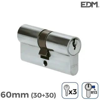 Türzylinder aus Nickel 60mm (30+30mm) Kurz Cam R13 mit 3 Schlüsseln inklusive Edm - Silber