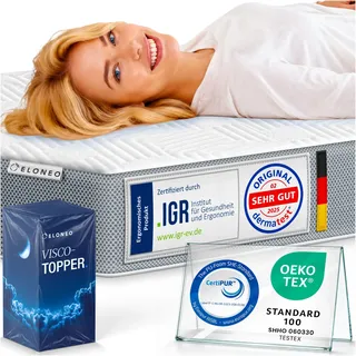 ELONEO Matratzen Topper 80x200cm | Memory Foam | 5cm hoch | zertifizierter Premium Matratzentopper für Bett und Boxspringbett | atmungsaktiver 3D Mesh-Bezug | rutschfest mit Noppen und Eckschlaufen