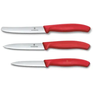 Victorinox Swiss Classic Küchenmesser Set 3-tlg.  Gemüse-/Tomaten-/Frühstücksmesser  rostfrei Rot