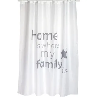 MSV Duschvorhang Home Polyester 180 cm x 200 cm Weiß-Grau