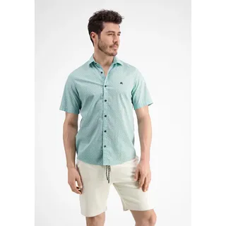 Lerros Kurzarmhemd Geometric AOP Tinted Aqua S
