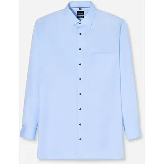 Langarmhemd OLYMP "Big & Tall", Herren, Gr. 50, N-Gr, bleu, Web, Obermaterial: 100% Baumwolle, gemustert, normal, 2-Knopf-Manschette verstellbar, Hemden Langarmhemd, New Kentkragen, comfort fit
