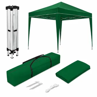 Wasabi Faltpavillon 3x3 m Wasserdicht – Garten Pavillon Stabil – Klappzelt für Garten, Terrasse, Camping und Strand – Schnellaufbau – Mit Tragetasche (Dunkelgrün)