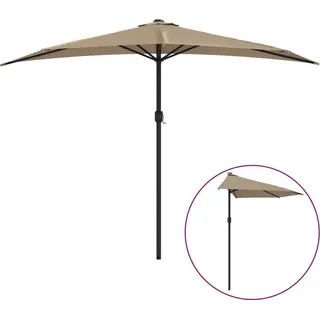 vidaXL Balkon-Sonnenschirm mit Alu-Mast Taupe 300x155 cm Halbrund - Taupe