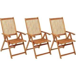 vidaXL Klappstühle, 3er-Set mit Kissen, aus massivem Akazienholz - Blau
