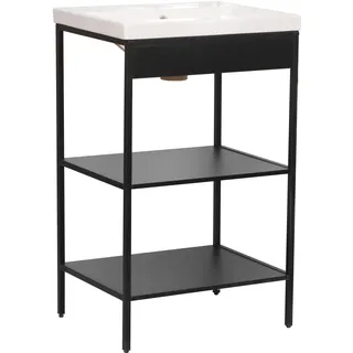 welltime Waschbeckenunterschrank »Lodi«, (2 St.), Badezimmerregal mit 2 offenen Fächern, Waschbecken, Maße: 52/40/83 cm, schwarz