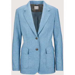 Longblazer MADELEINE "Wollblazer Eleganter Businessblazer mit Reverskragen", Damen, Gr. 38, blau (stahlgrau, rauchblau), Obermaterial: 53% Wolle WO. 34% Polyester PES. 12% Polyamid PA. 1% Elasthan EL., Modern, normal, Blazer Longblazer