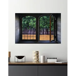 Queence Wandsticker »Bäume« Wandsticker, Wandbild, selbstklebend, 3D, Fenster, grün